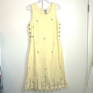 Vintage Basic Editions Butter Yellow Floral Embroidered Maxi Dress